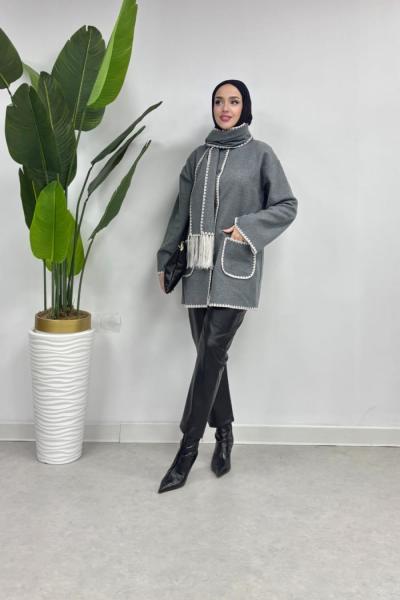 Atkılı Valor Hırka Gri