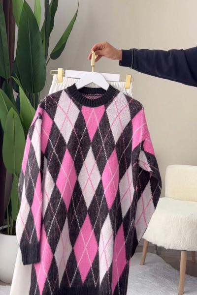 Baklava Desen Kazak Pembe