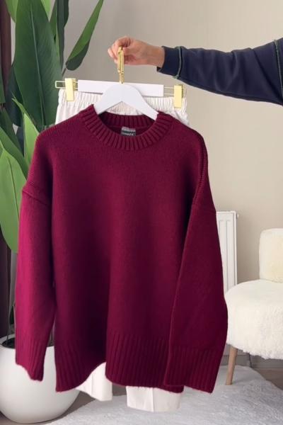 Basic Triko Kazak Bordo