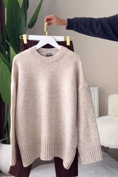 Basic Triko Kazak Bej