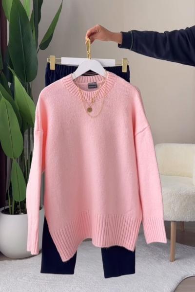 Basic Triko Kazak Pembe