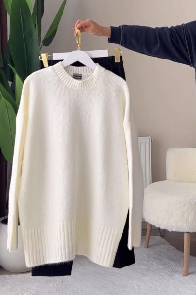 Basic Triko Kazak Beyaz