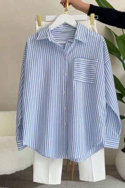 Çizgili Gömlek Pantolon Takım Çoklu Renk