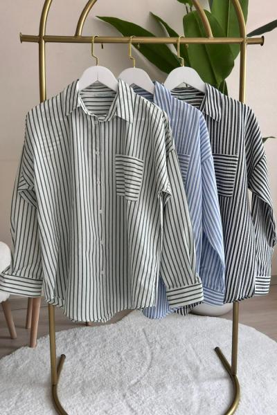 Çizgili Gömlek Yeşil