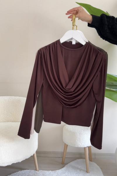 Degaje bluz Kahverengi