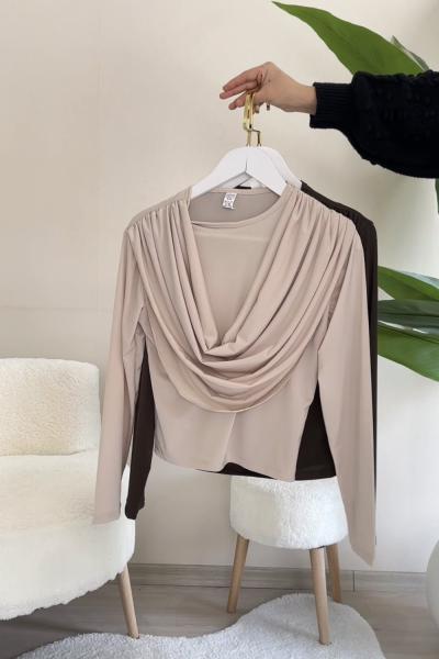 Degaje bluz Taş Rengi