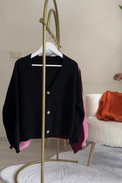 Düğmeli Hırka Siyah