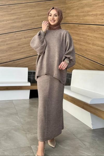 Etekli Triko Takım Vizon