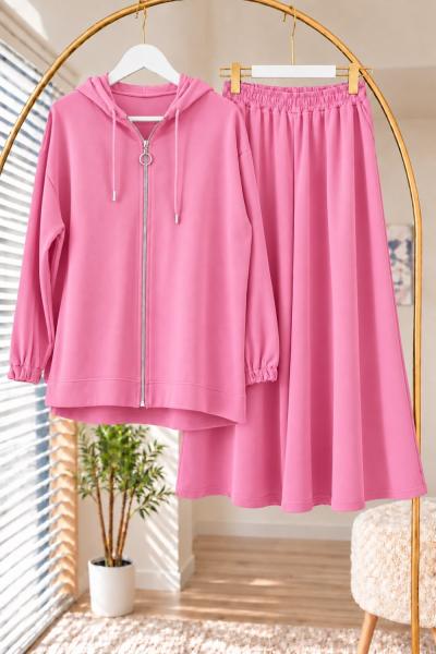 Fermuarlı OYSHO Pantolonlu Takım Pembe