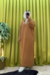 Fermuarlı Triko Elbise Camel