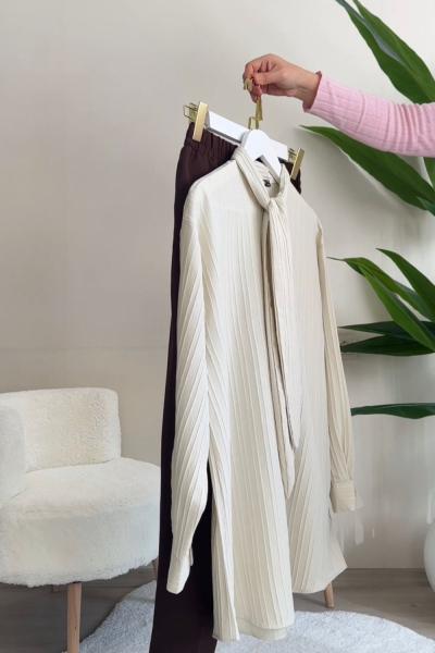 Fularlı Gömlek Takım Çoklu Renk