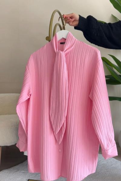 Fularlı Gömlek Pembe