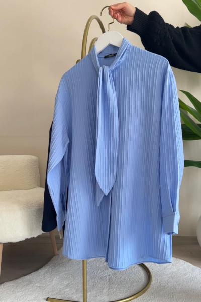 Fularlı Gömlek Mavi