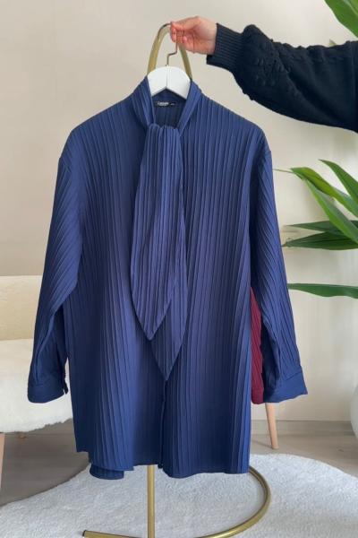 Fularlı Gömlek Lacivert