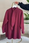 Fularlı Gömlek Bordo