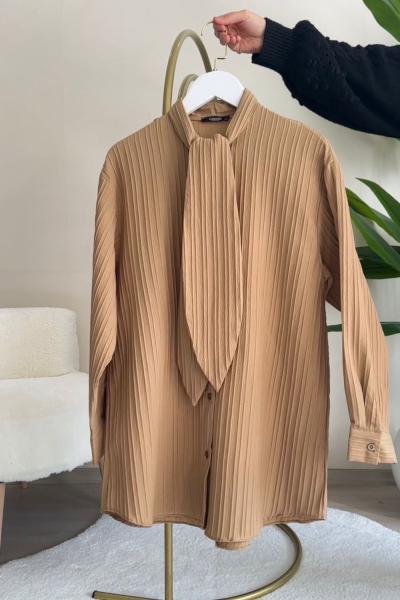 Fularlı Gömlek Camel