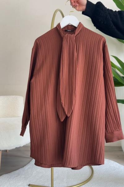 Fularlı Gömlek Kahverengi