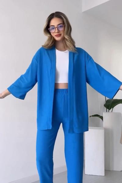 Kimono Takım Saks Mavisi