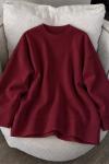 Oysho Kol Detaylı Sweat Bordo