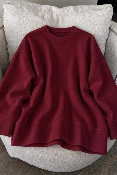 Oysho Kol Detaylı Sweat Bordo