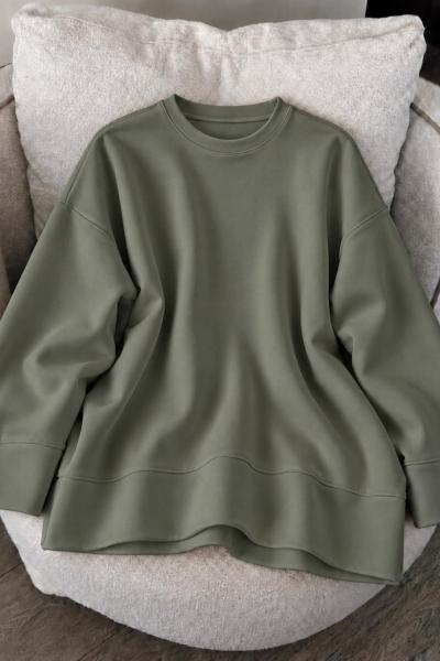 Oysho Kol Detaylı Sweat Haki