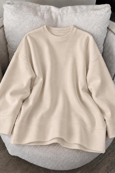 Oysho Kol Detaylı Sweat Krem