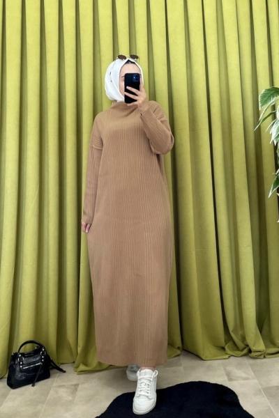 TRİKO ELBİSE Camel
